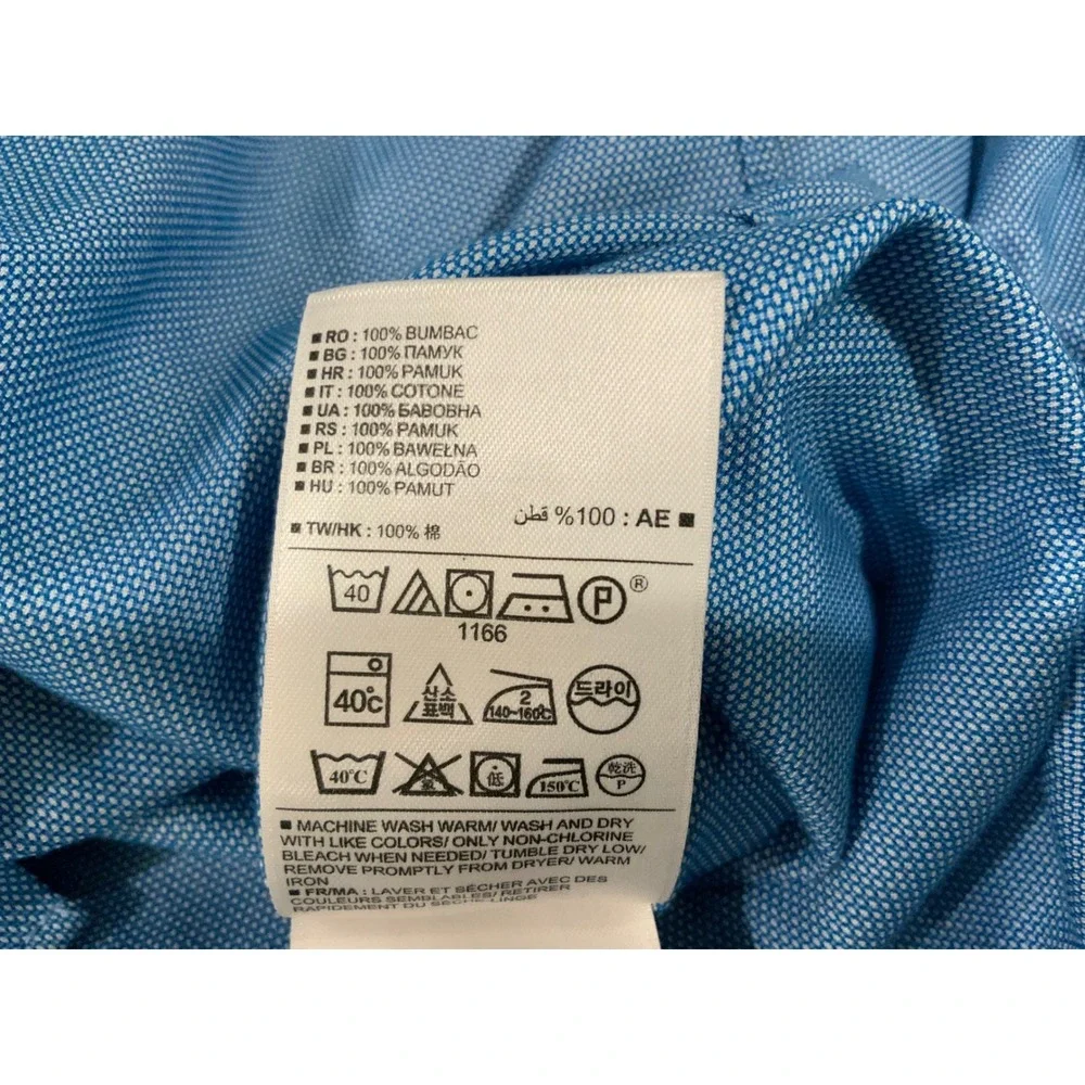 Banana Republic Mens XL Non-Iron Tailored Slim Fit Blue Cotton Dress Shirt